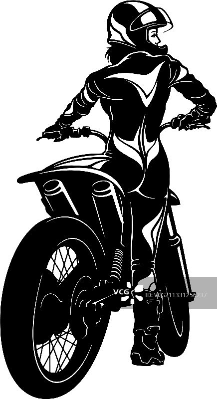 摩托越野赛车旁的时尚女孩图片素材