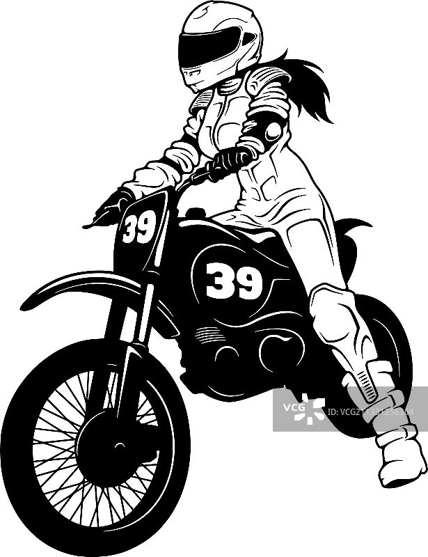 摩托越野赛车旁的时尚女孩图片素材