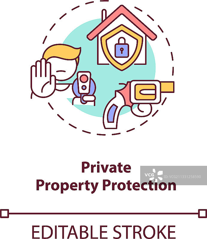 私有财产保护概念图标图片素材
