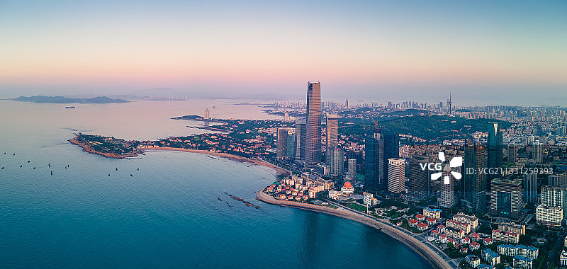 青岛海滨晨曦图片素材