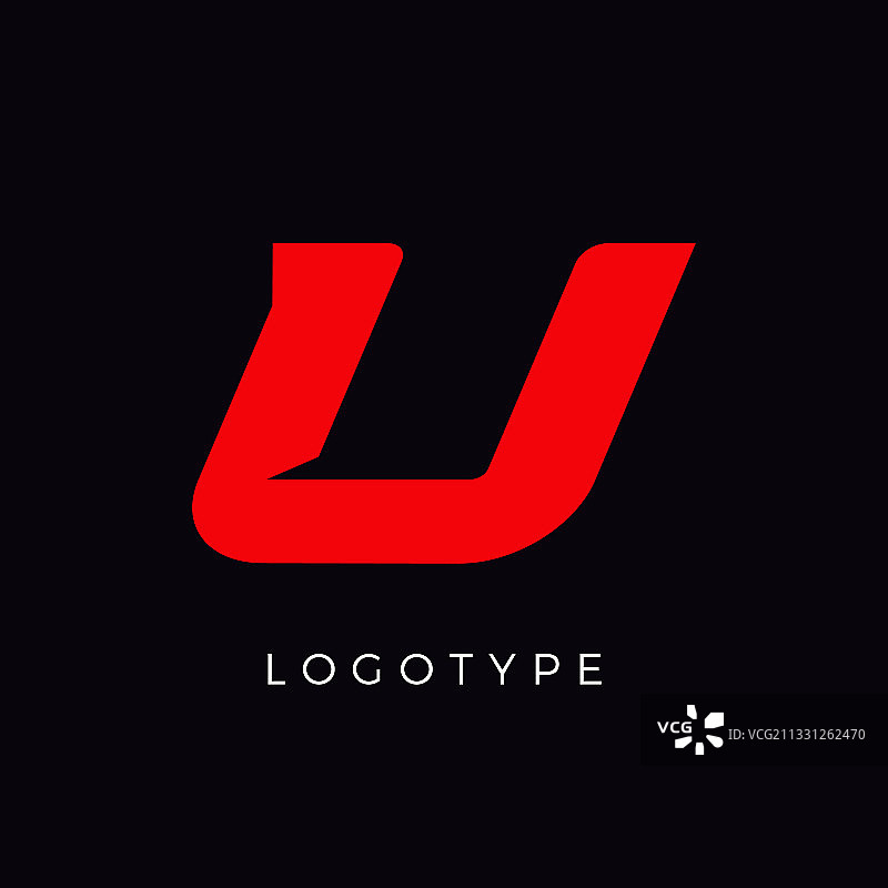 速度字母U红色赛车首字母斜体Logo图片素材