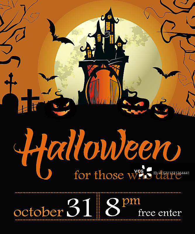 万圣节字母日期城堡南瓜设计图片素材