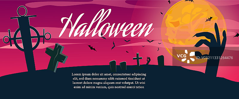 带有示例文本和墓地的万圣节字母图片素材