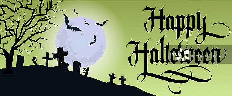万圣节快乐 字母月亮墓地图片素材