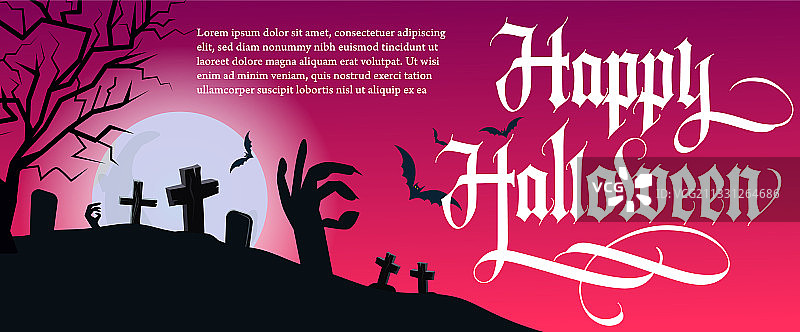 万圣节树木墓地字母图片素材