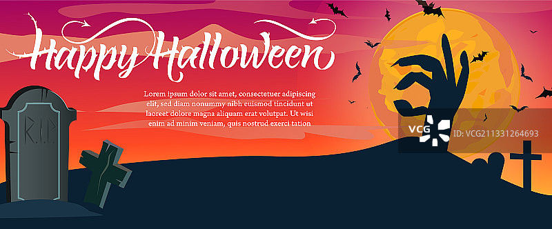 万圣节快乐文字和墓地图片素材