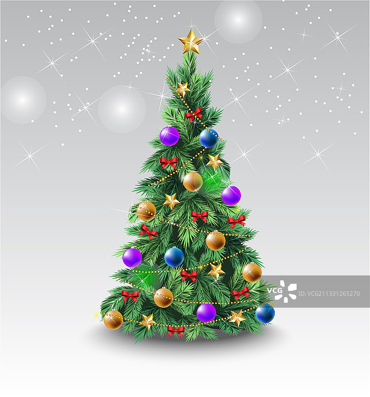 带有彩色球的美丽圣诞树图片素材
