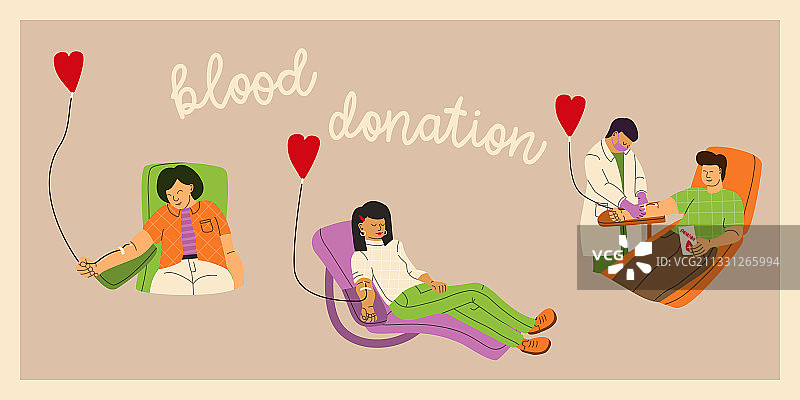 献血公益宣传：男女献血者图片素材