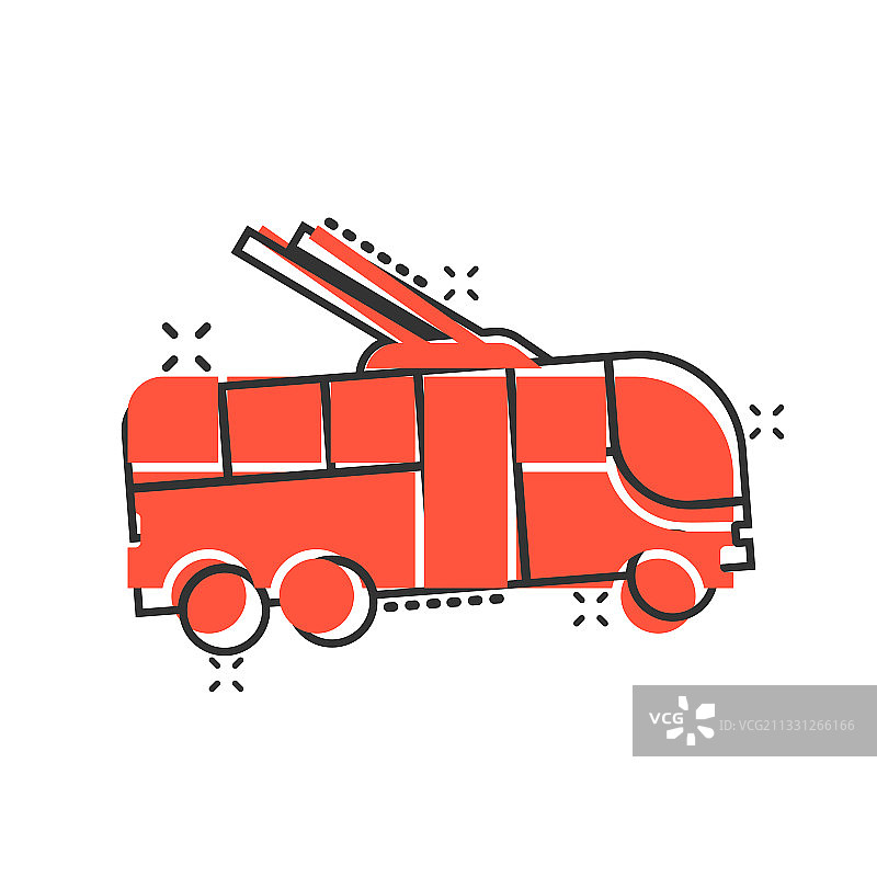 卡通风格的无轨电车图标图片素材