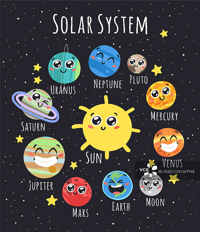手绘无缝儿童宇宙图案图片素材