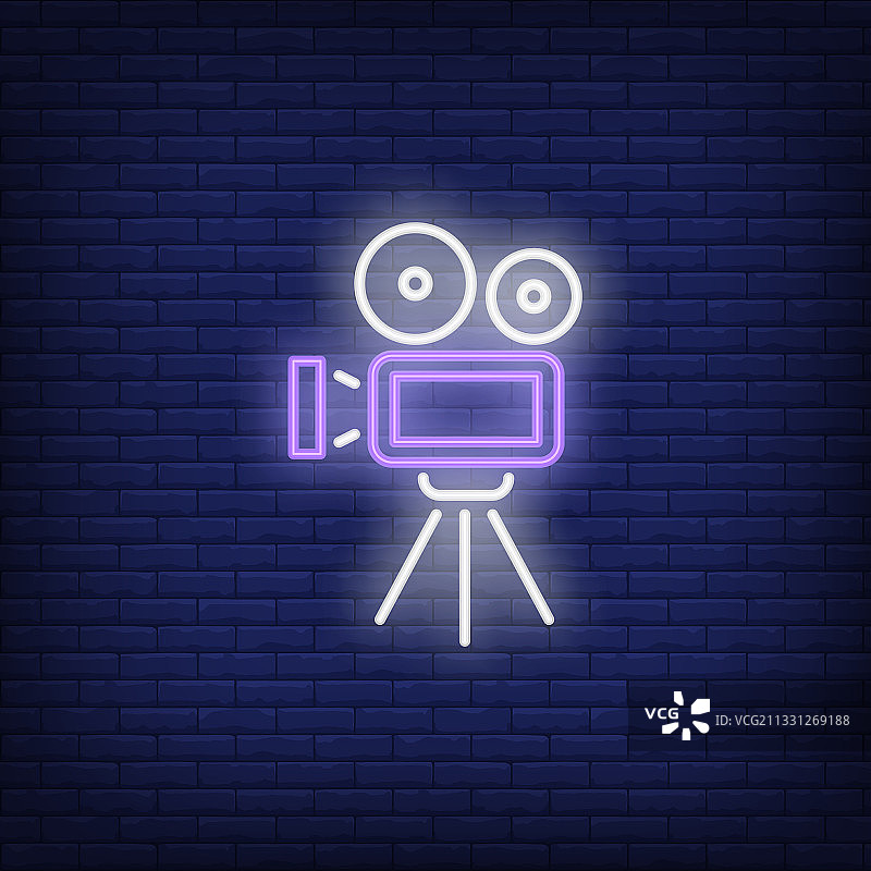 摄像机霓虹灯标志图片素材