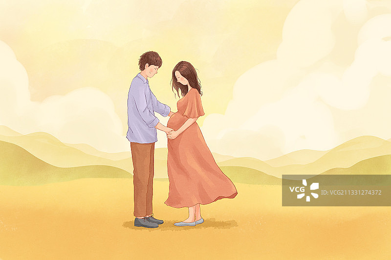 家庭系列插画之怀孕2图片素材