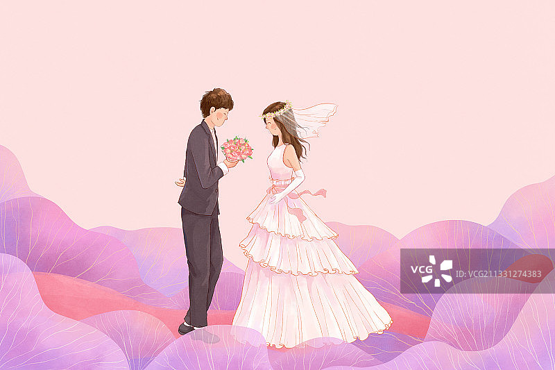 家庭系列插画之结婚3图片素材