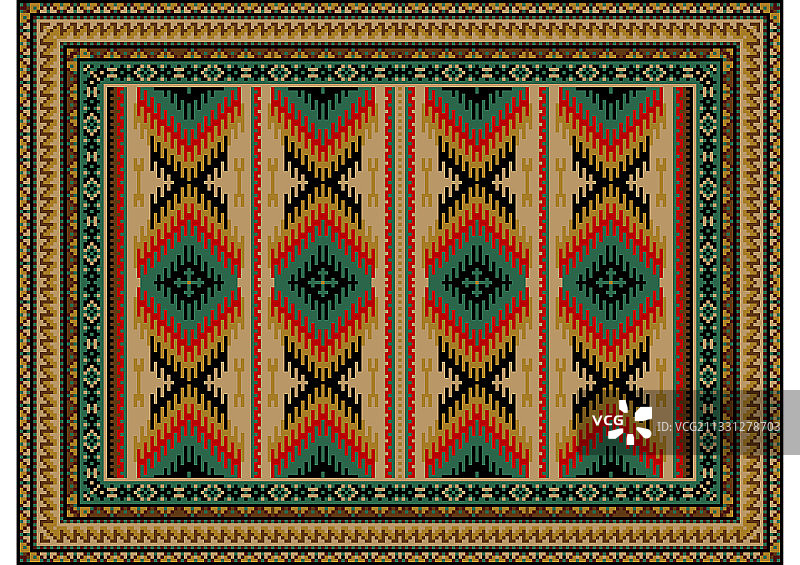 红棕黄色锯齿条纹地毯图片素材