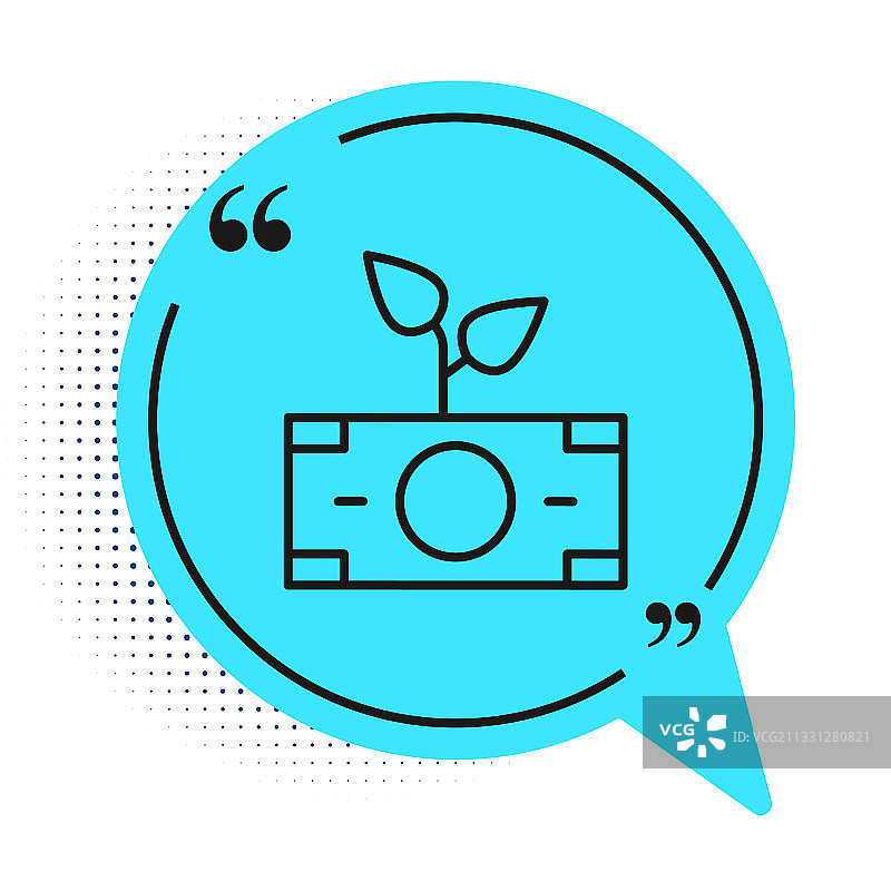 花盆里的黑线摇钱树图标图片素材