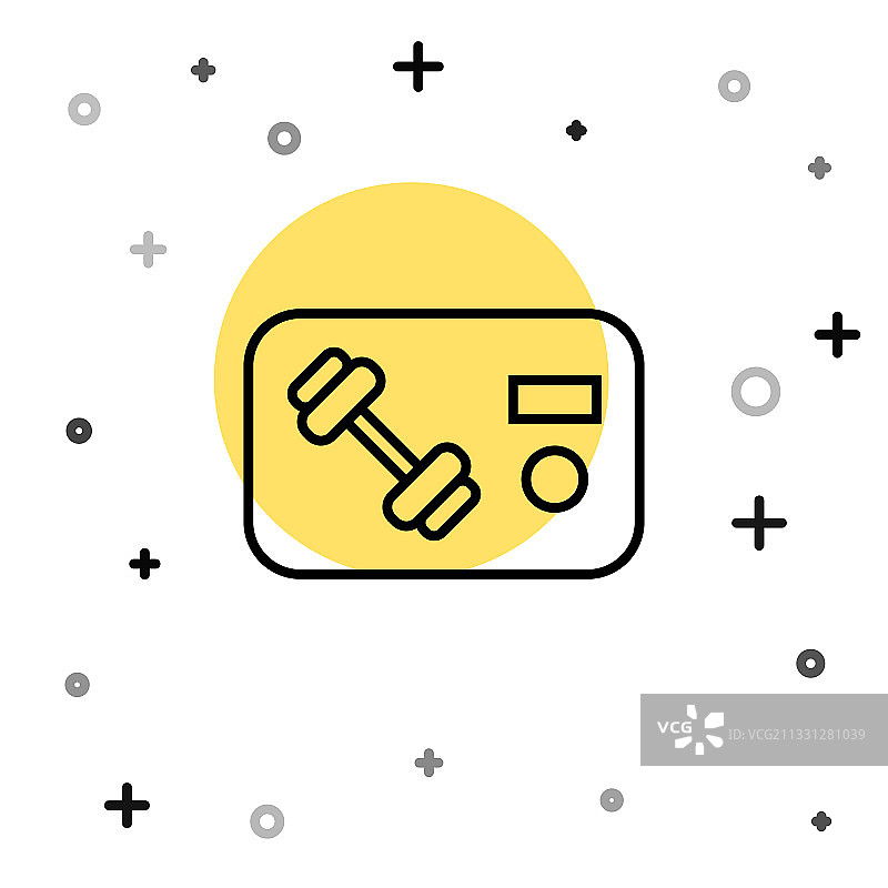 黑色线条健身俱乐部卡图标图片素材