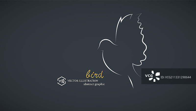单线手绘展翅飞翔的小鸟，抽象矢量的野生动物飞禽插画图片素材