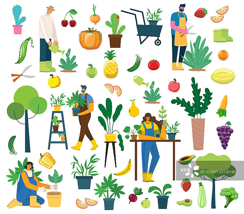 手持有机食物的村民图片素材