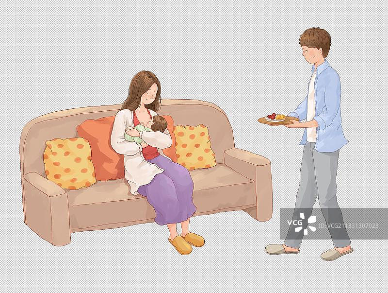 哺乳的妈妈人物PNG元素图片素材