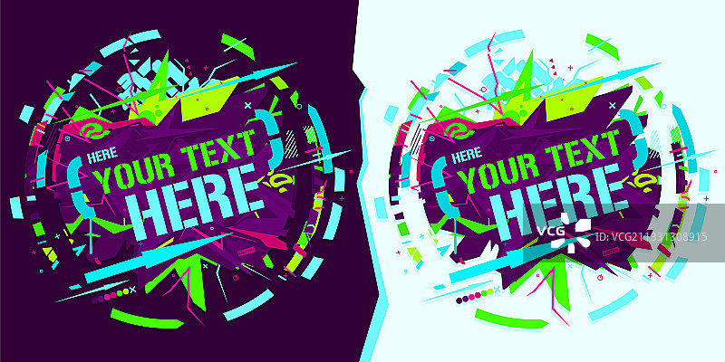 圆形彩色霓虹抽象涂鸦风格banner图片素材