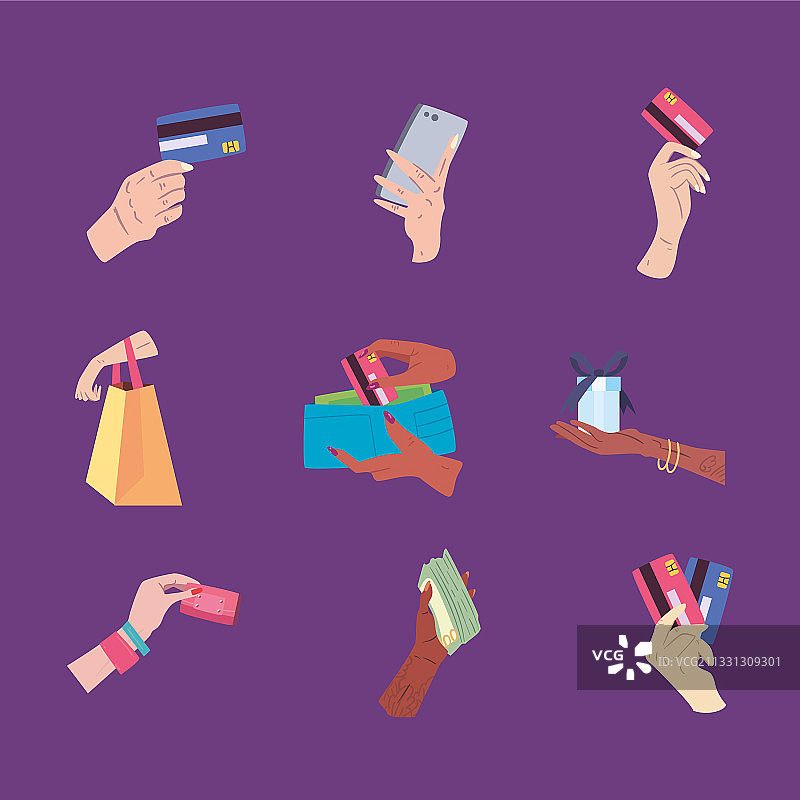 购物与金钱图标集设计图片素材