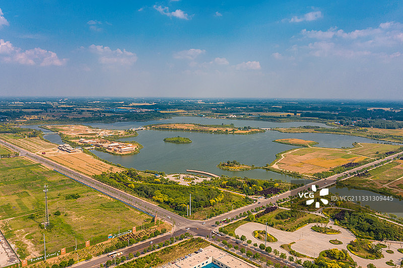 航拍曹县八里湾风景区图片素材