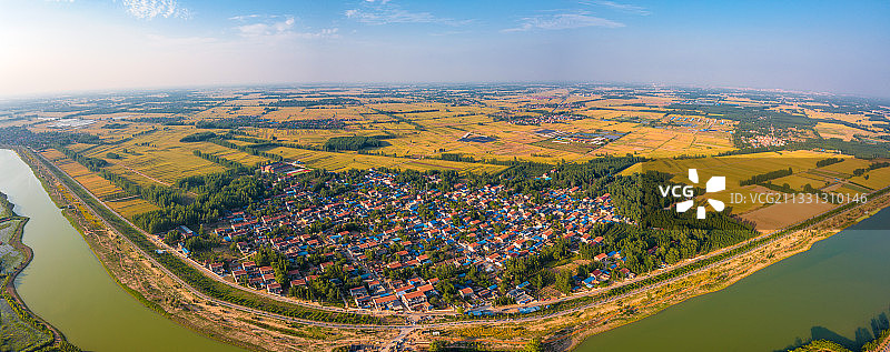 航拍曹县黄河故道国家湿地公园图片素材