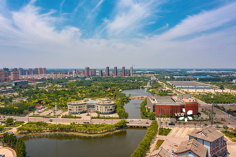 航拍曹县人民公园图片素材