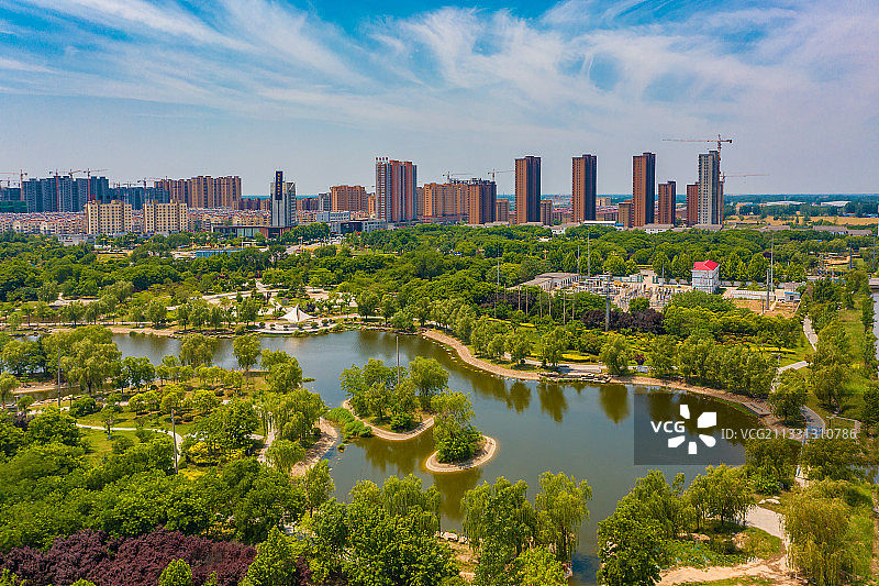 航拍曹县人民公园图片素材