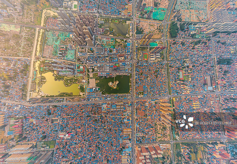 航拍曹县城区全景图片素材