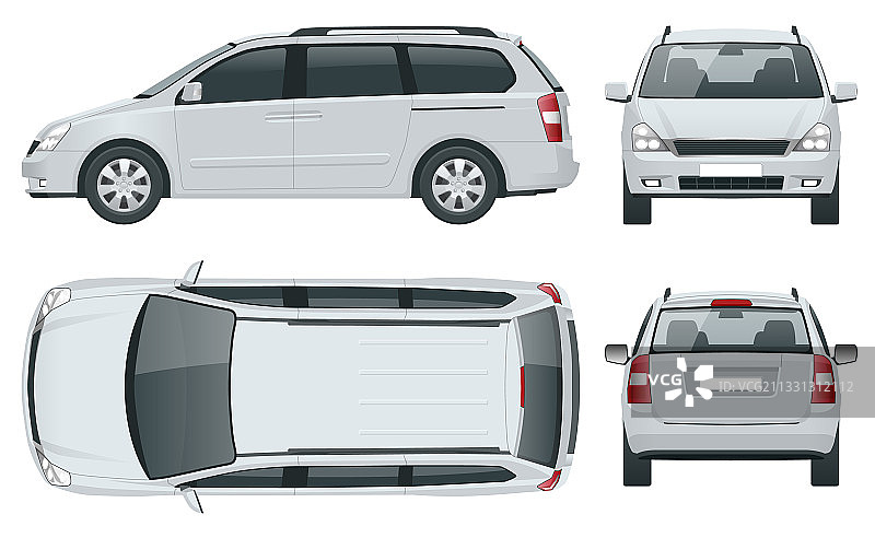 白色背景上的小型货车模板图片素材