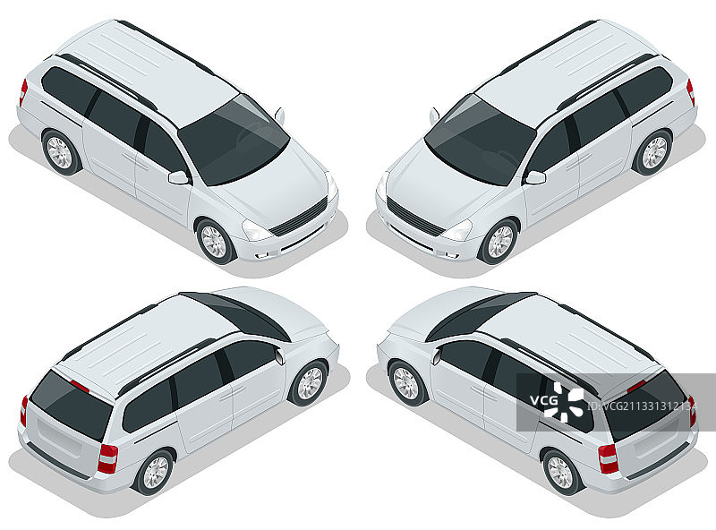 白色背景上的小型货车模板图片素材