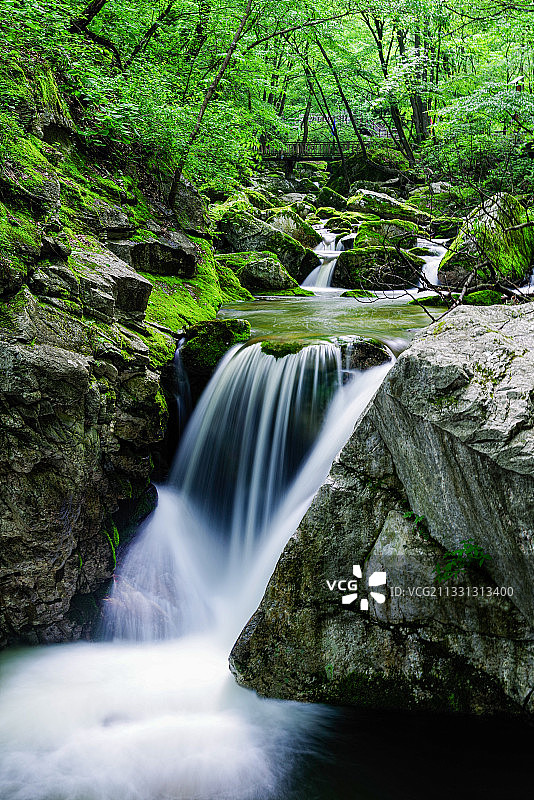 秦岭太平国家森林公园白天山涧溪流图片素材