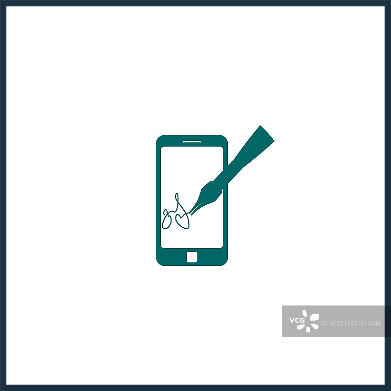 签名板手写笔图标上的数字签名图片素材