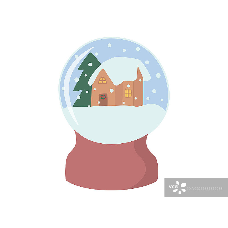 描绘圣诞节的球形雪景球图标图片素材