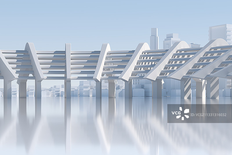 3D现代抽象建筑空间背景图片素材