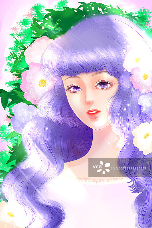 可爱女孩的花语图片素材