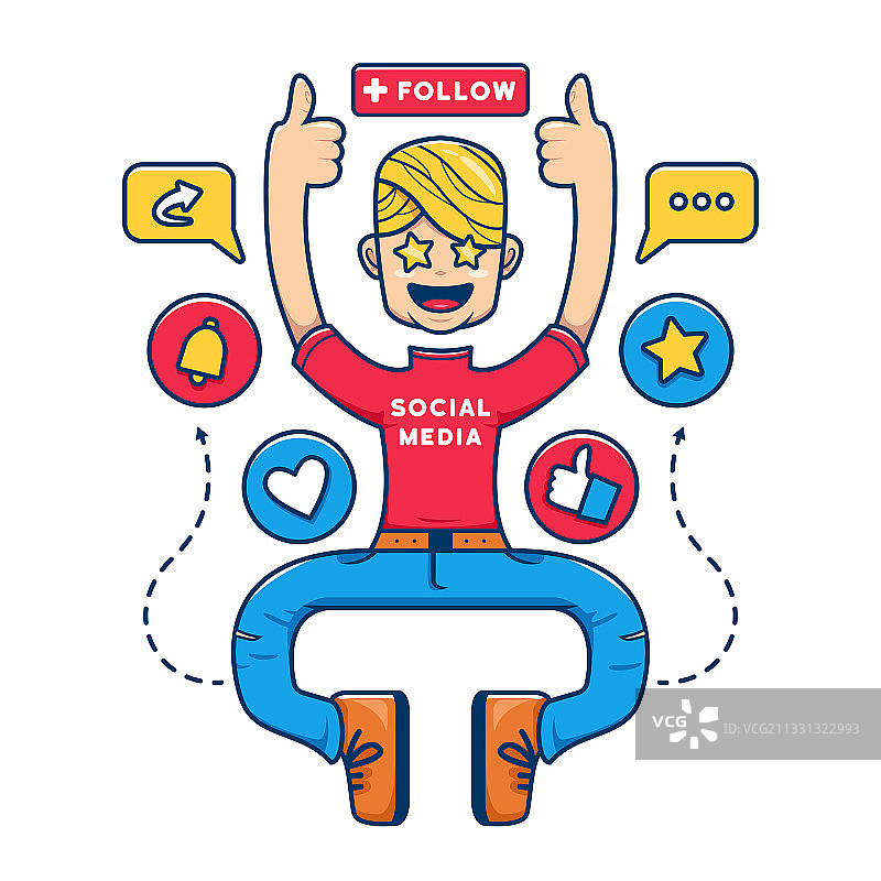 社交媒体影响者卡通图片素材