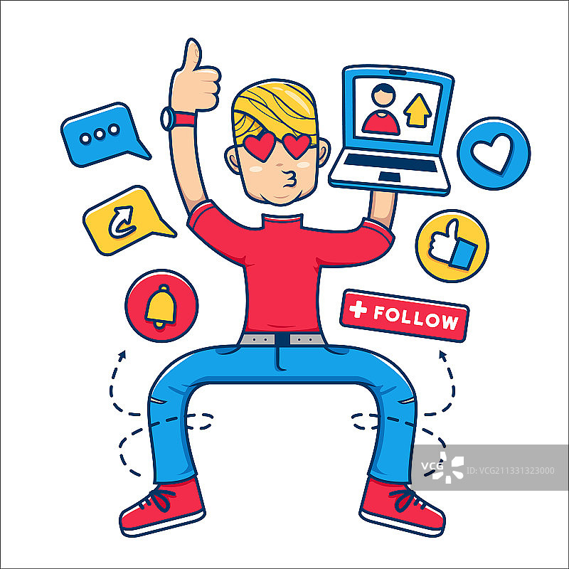 年轻一代的社交媒体网络红人概念图片素材