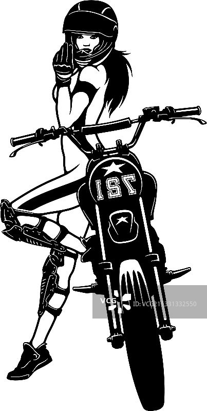 摩托越野赛车旁的时尚女孩图片素材