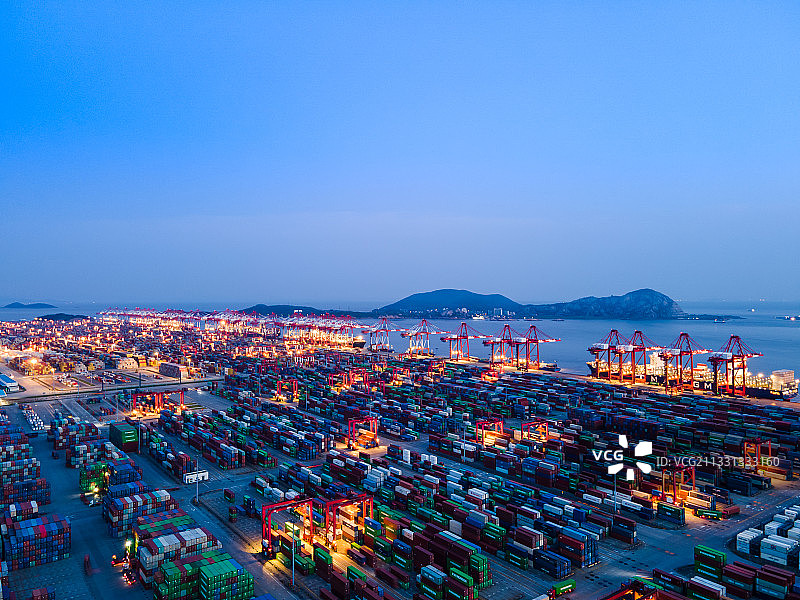 航拍海港，码头，集装箱图片素材