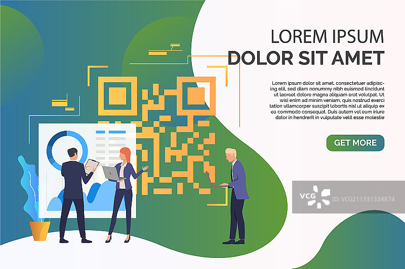 商务人士讨论二维码相关问题图片素材