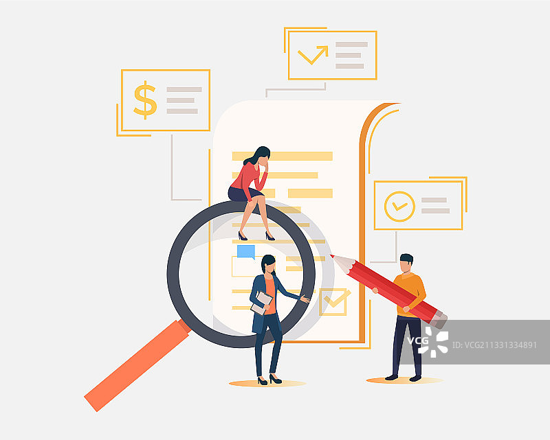 商务团队用放大镜看文件图片素材