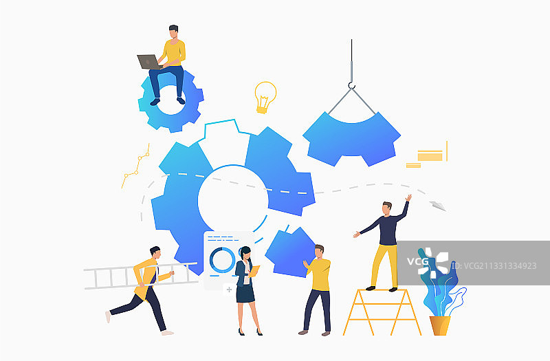 齿轮和商务人士工作图片素材