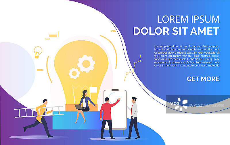 人们在灯泡旁工作和演讲图片素材