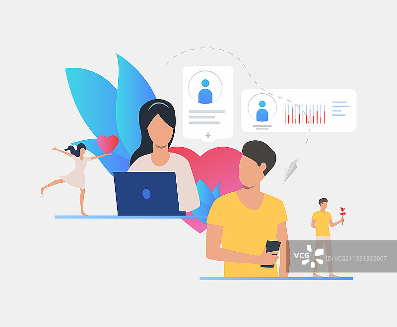 男人和女人在约会网站上发短信图片素材