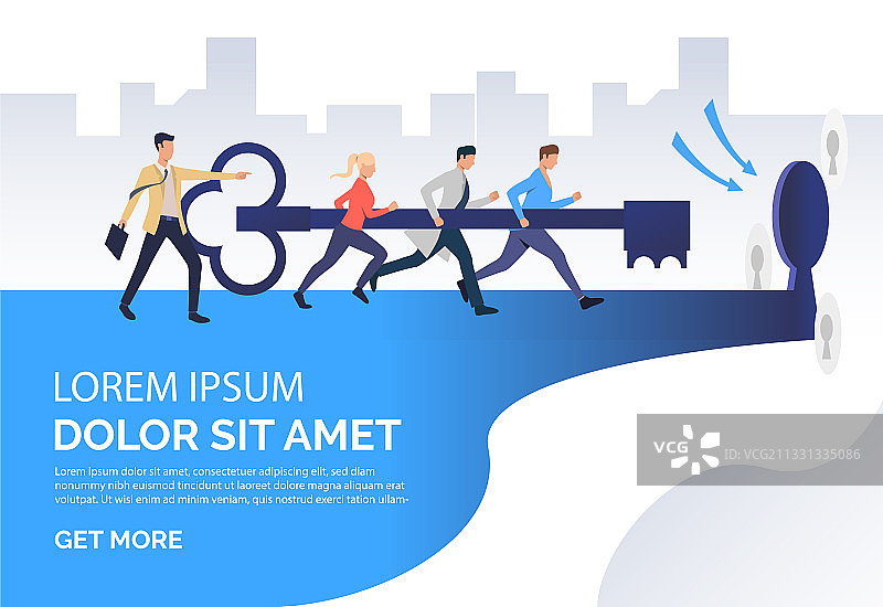 男女拿着钥匙打开锁孔图片素材