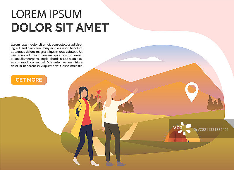 两个女人在风景中行走和文本示例图片素材