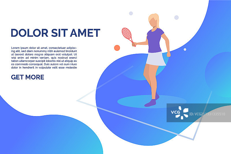 带示例文本的网球女选手图片素材
