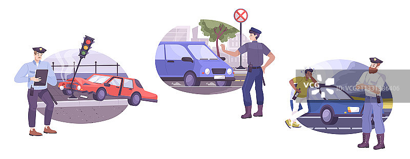 交通警察构成要素合集图片素材